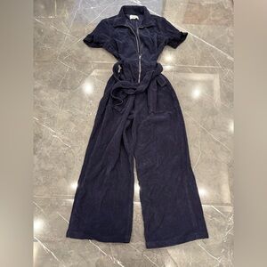 Women's Reformation Jeans Cassidy Corduroy Jumpsuit Blue Size 10 Organic Cotton